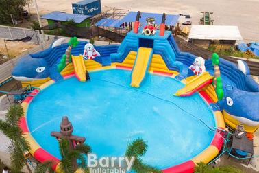 Parc aquatique commercial de terrain de jeu gonflable commercial de parc aquatique avec le ventilateur