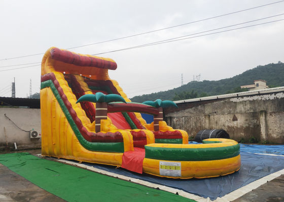 Couleur jaune gonflable de glissière d'eau de yard humide à la maison de bâche de PVC d'amusement