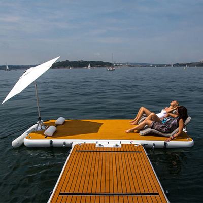 Dock flottant de l'eau de SCT de grain gonflable de Mat Drop Stitch Teak Wood