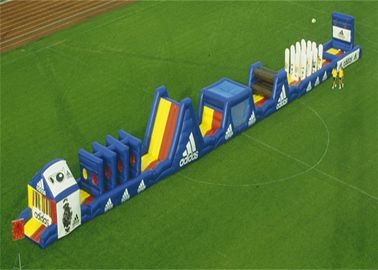 Long parcours de combattant gonflable bleu combiné pour les jeux extérieurs d'explosion