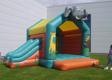 Location pleine d'entrain de glissière de château de jungle combinée gonflable d'éléphant pour le parc de jeu